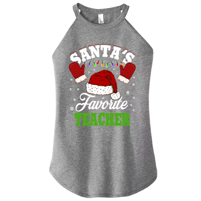 Santas Favorite Teacher Christmas Lights Santa Hat Meaningful Gift Women’s Perfect Tri Rocker Tank