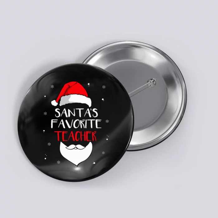 Santa's Favorite Teacher Funny Christmas  Teaching Gift Button