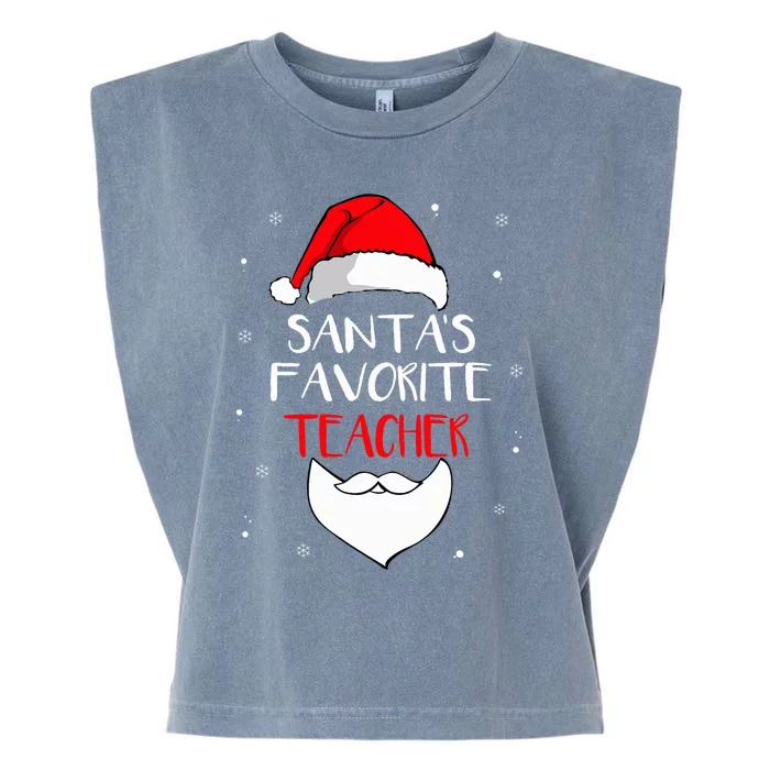 Santa's Favorite Teacher Funny Christmas  Teaching Gift Garment-Dyed Women's Muscle Tee