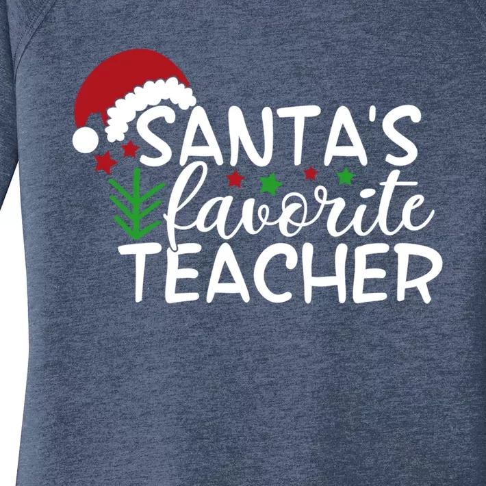 Santas Favorite Teacher Gift Women's Perfect Tri Tunic Long Sleeve Shirt