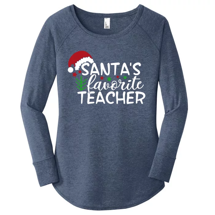 Santas Favorite Teacher Gift Women's Perfect Tri Tunic Long Sleeve Shirt