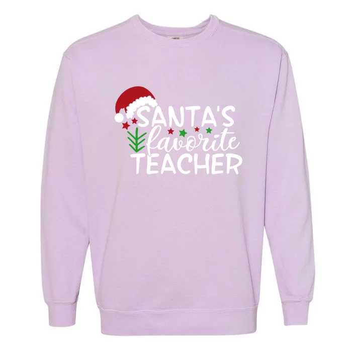 Santas Favorite Teacher Gift Garment-Dyed Sweatshirt