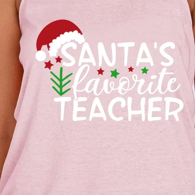 Santas Favorite Teacher Gift Women's Knotted Racerback Tank