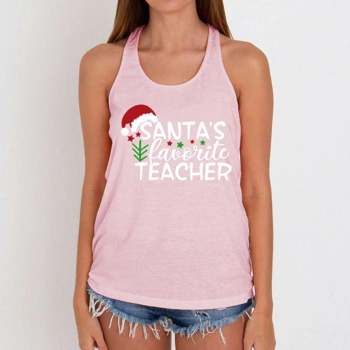 Santas Favorite Teacher Gift Women's Knotted Racerback Tank