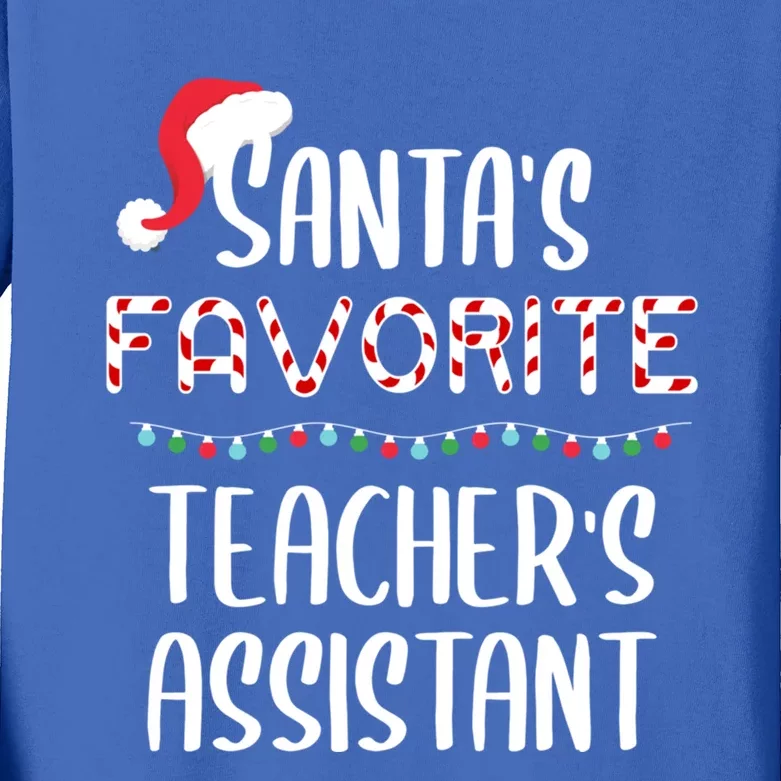 Santas Favorite TeacherS Assistant Pajamas Christmas Xmas Gift Kids Long Sleeve Shirt