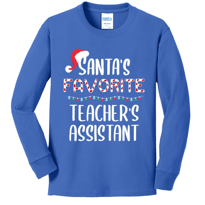 Santas Favorite TeacherS Assistant Pajamas Christmas Xmas Gift Kids Long Sleeve Shirt