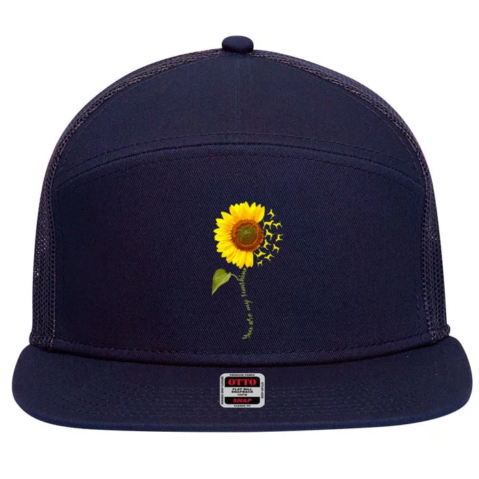 Sunflower Floral Treeing Walker Coonhound Dog 7 Panel Mesh Trucker Snapback Hat