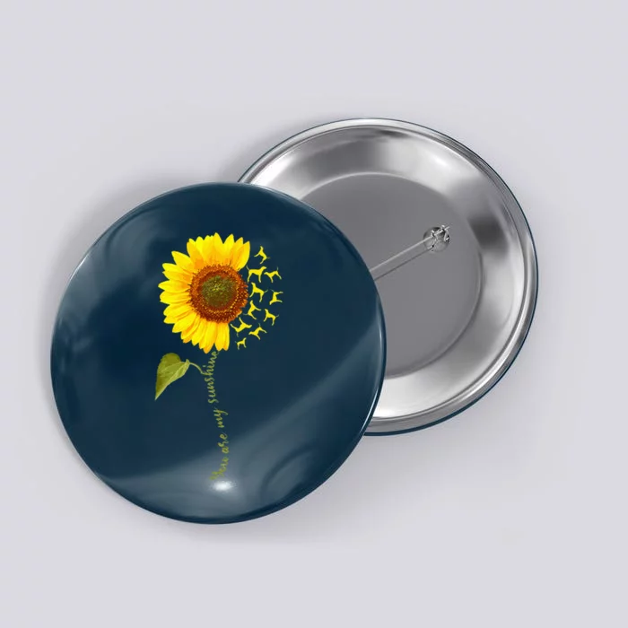 Sunflower Floral Treeing Walker Coonhound Dog Button