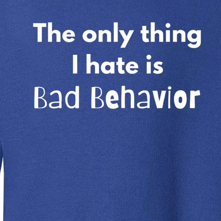 Sarcasm Funny The Only Thing I Hate Is Bad Behavior Gift Toddler Sweatshirt