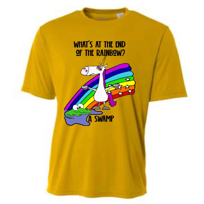 Smileteesfunny Funny Unicorn Swamp At End Of Rainbow Cartoon Gift Cooling Performance Crew T-Shirt