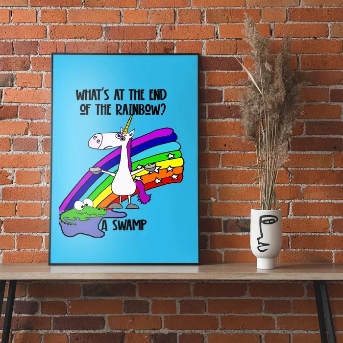 Smileteesfunny Funny Unicorn Swamp At End Of Rainbow Cartoon Gift Poster