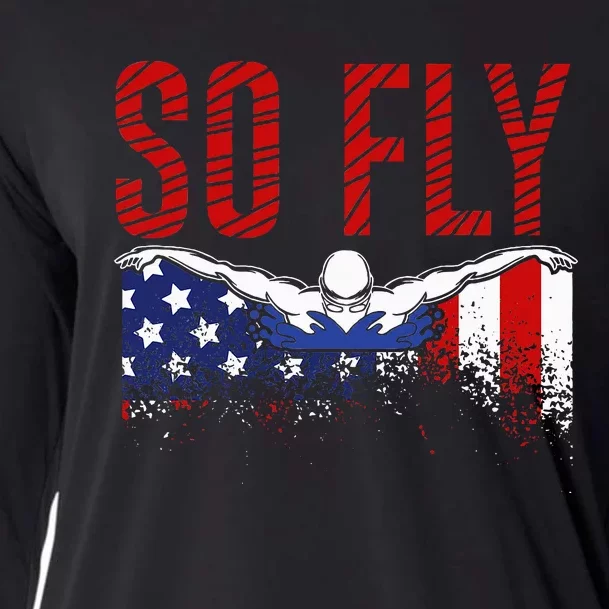 So Fly Usa Swimming Team Sports Athlete Us Swim Aquatic Cooling Performance Long Sleeve Crew