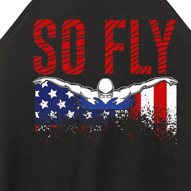 So Fly Usa Swimming Team Sports Athlete Us Swim Aquatic Women’s Perfect Tri Rocker Tank