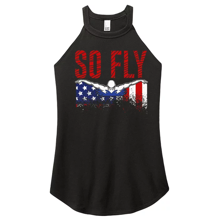 So Fly Usa Swimming Team Sports Athlete Us Swim Aquatic Women’s Perfect Tri Rocker Tank