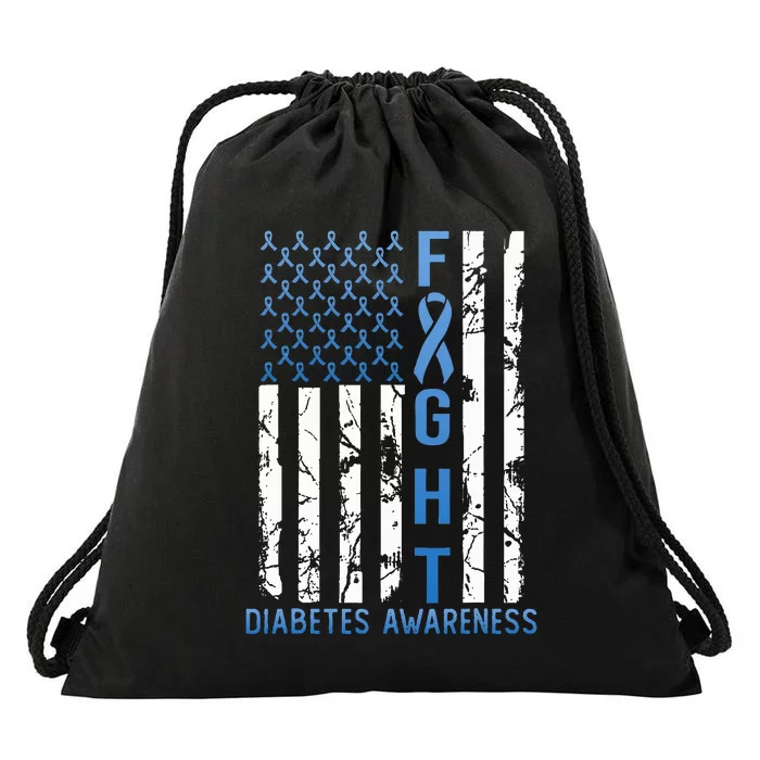 Support Fight Usa Flag Type 2 Type 1 Diabetes Awareness Drawstring Bag