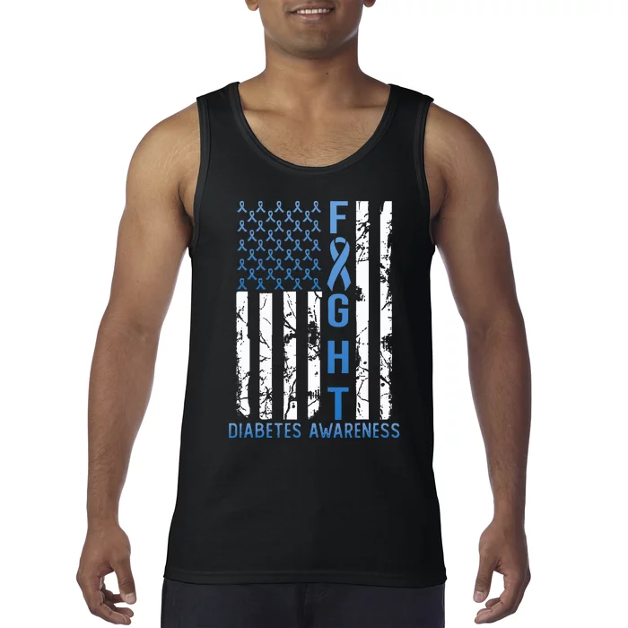 Support Fight Usa Flag Type 2 Type 1 Diabetes Awareness Tank Top