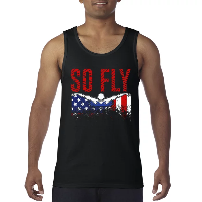 So Fly Usa Swimming Team Sports Athlete Us Swim Aquatic Tank Top