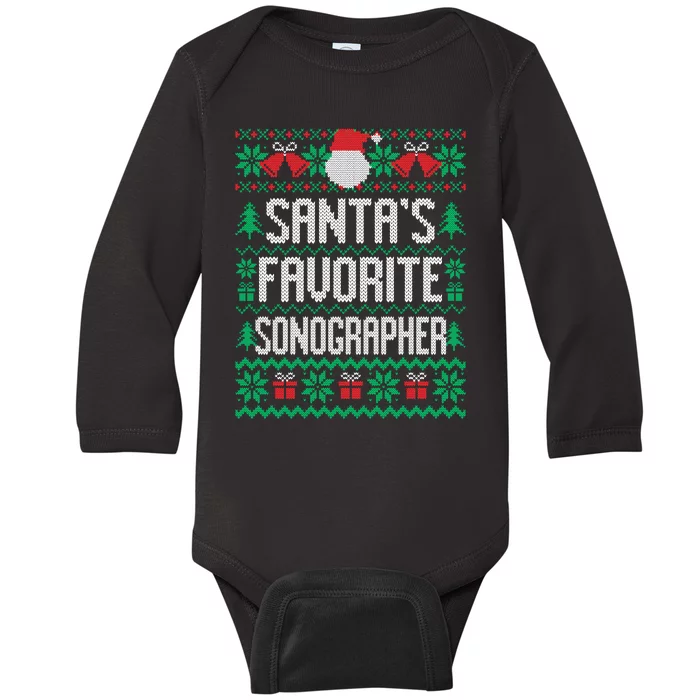 Santa's Favorite Ultrasound Tech Diagnostic Med Sonographer Baby Long Sleeve Bodysuit