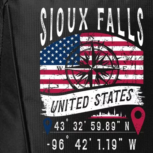 Sioux Falls United States Flag Gps Coordinates Sioux Falls City Backpack