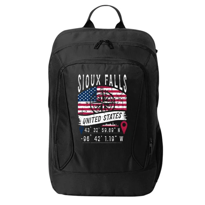 Sioux Falls United States Flag Gps Coordinates Sioux Falls City Backpack