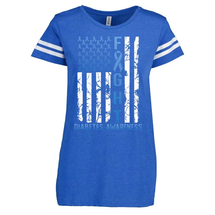 Support Fight USA Flag Type 2 Type 1 Diabetes Awareness Enza Ladies Jersey Football T-Shirt