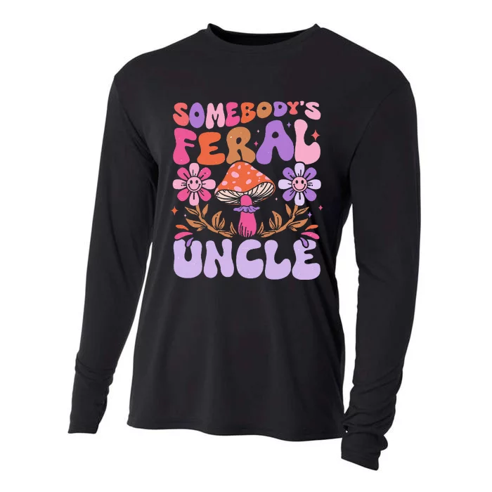 Somebody's Feral Uncle Groovy For Cool Uncle Gift For Uncle Cooling Performance Long Sleeve Crew