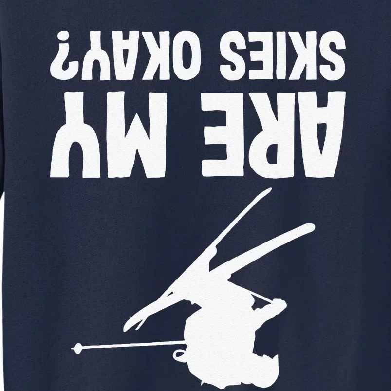 Skiing funny upside down winter sport skier lover Tall Sweatshirt