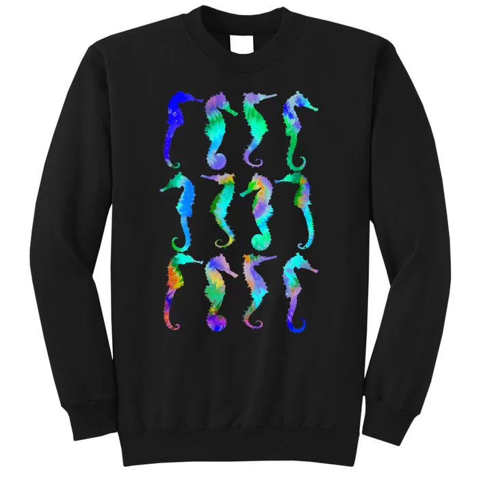 Sea Fish Underwater Aquarium Ocean Biology Tie Dye Seahorse Sweatshirt