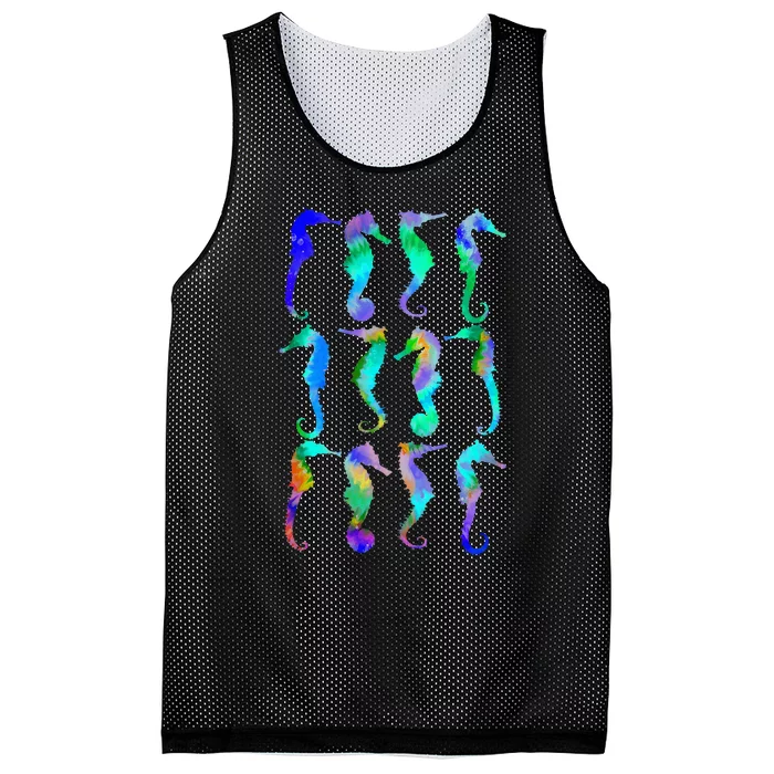 Sea Fish Underwater Aquarium Ocean Biology Tie Dye Seahorse Mesh Reversible Basketball Jersey Tank