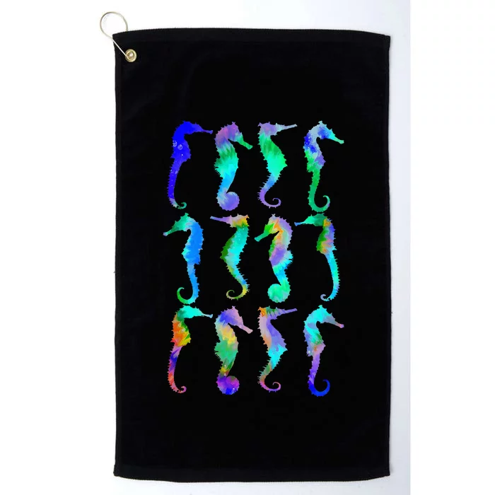 Sea Fish Underwater Aquarium Ocean Biology Tie Dye Seahorse Platinum Collection Golf Towel