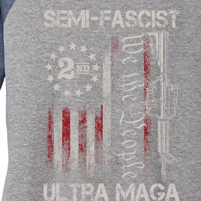 Semi Fascist Ultra Maga Political Humor Biden Quotes US Flag Women's Tri-Blend 3/4-Sleeve Raglan Shirt