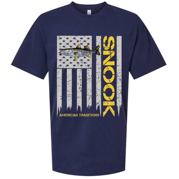 Snook Fisherman Vintage Style American Flag Snook Art Fish Sueded Cloud Jersey T-Shirt