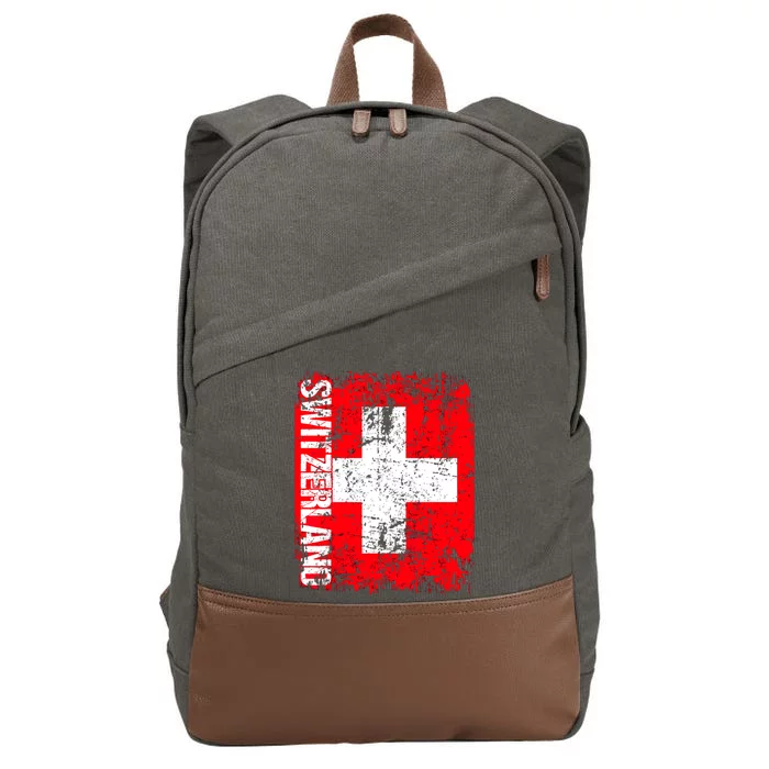 SWITZERLAND Flag Vintage Distressed SWISS Cotton Canvas Backpack