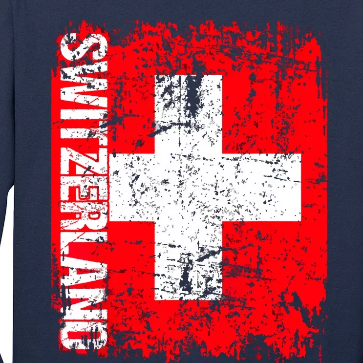 SWITZERLAND Flag Vintage Distressed SWISS Long Sleeve Shirt