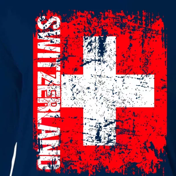 SWITZERLAND Flag Vintage Distressed SWISS Cooling Performance Long Sleeve Crew