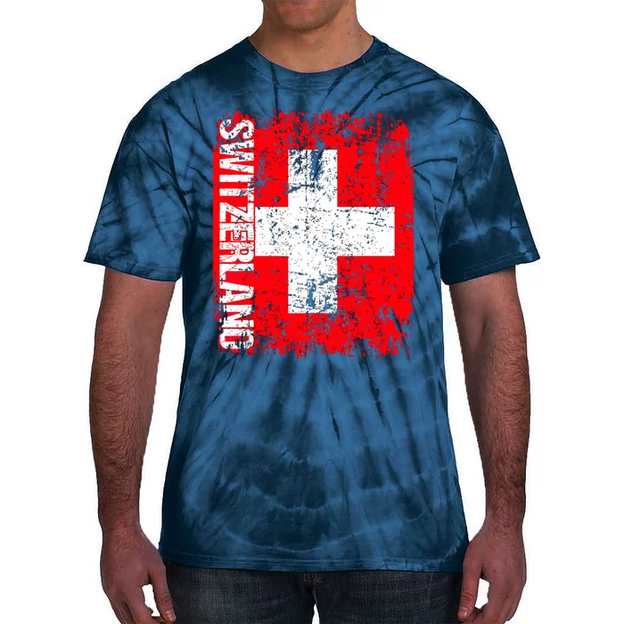 SWITZERLAND Flag Vintage Distressed SWISS Tie-Dye T-Shirt