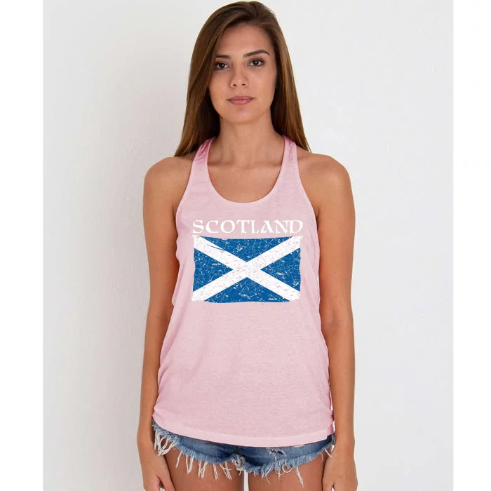 Scotland Flag Vintage Scottish Pride Teen Gift Cute Gift Women's Knotted Racerback Tank