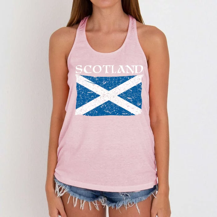 Scotland Flag Vintage Scottish Pride Teen Gift Cute Gift Women's Knotted Racerback Tank