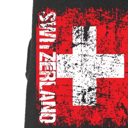 Switzerland Flag Vintage Distressed Swiss Doggie 3-End Fleece Hoodie