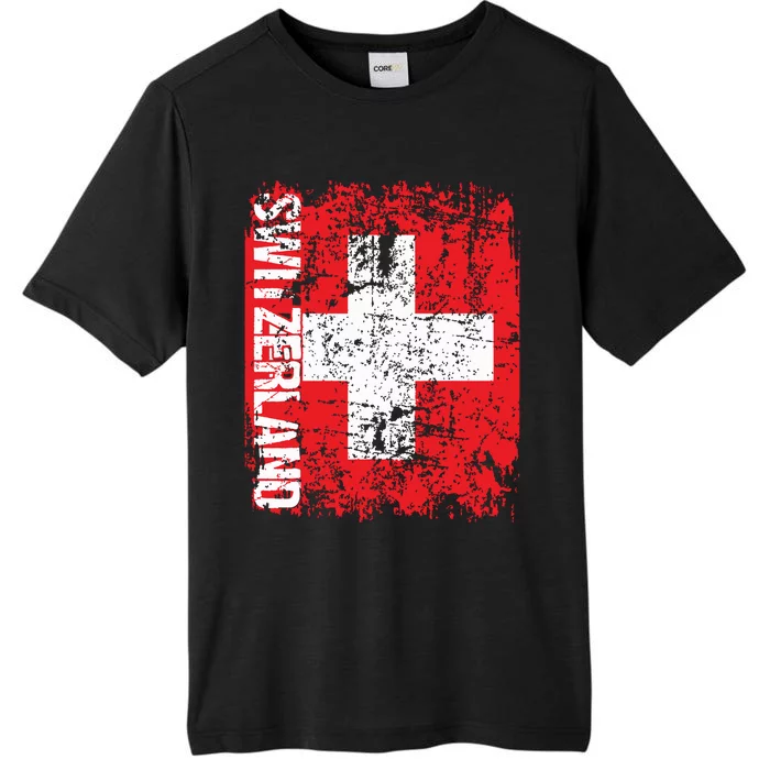 Switzerland Flag Vintage Distressed Swiss ChromaSoft Performance T-Shirt