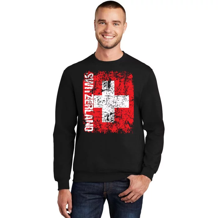 Switzerland Flag Vintage Distressed Swiss Tall Sweatshirt