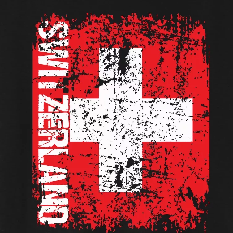 Switzerland Flag Vintage Distressed Swiss Women's Crop Top Tee