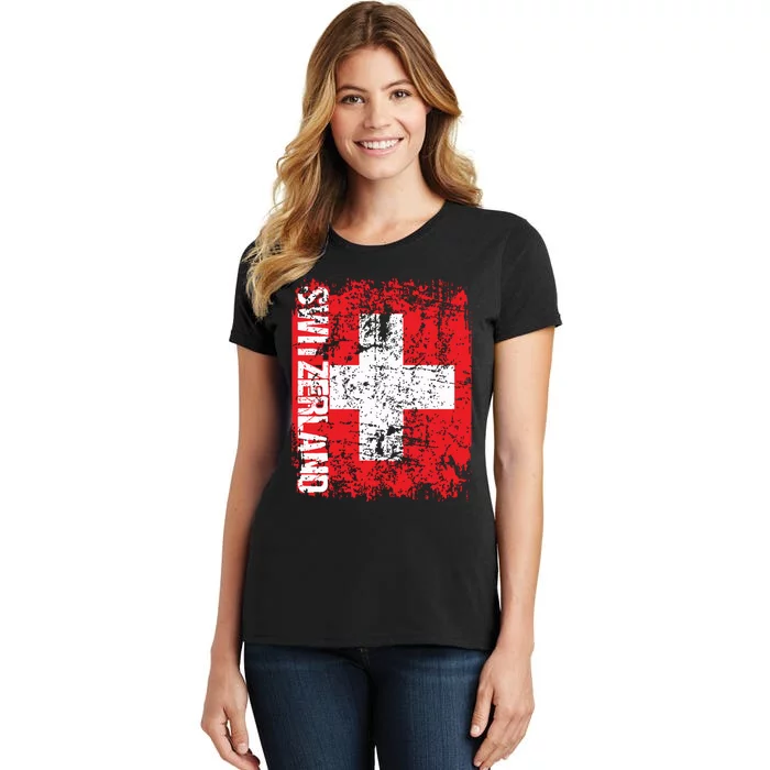 Switzerland Flag Vintage Distressed Swiss Women's T-Shirt