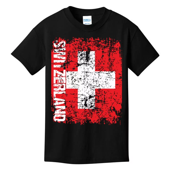 Switzerland Flag Vintage Distressed Swiss Kids T-Shirt