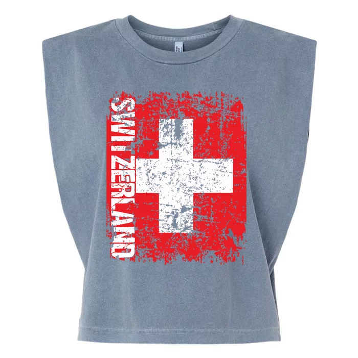 Switzerland Flag Vintage Distressed Swiss Garment-Dyed Women's Muscle Tee