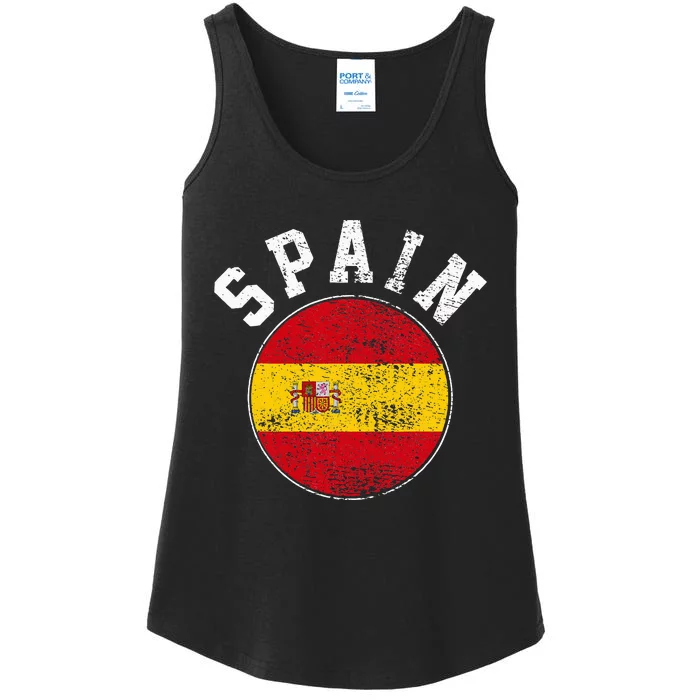 Spain Flag Vintage Ladies Essential Tank