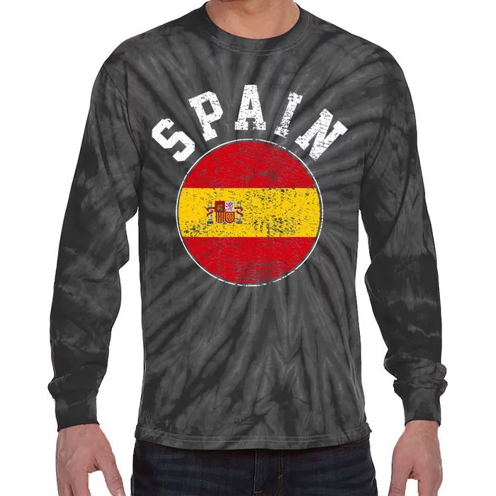 Spain Flag Vintage Tie-Dye Long Sleeve Shirt