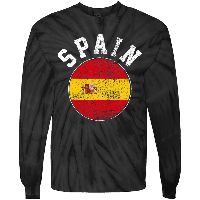 Spain Flag Vintage Tie-Dye Long Sleeve Shirt