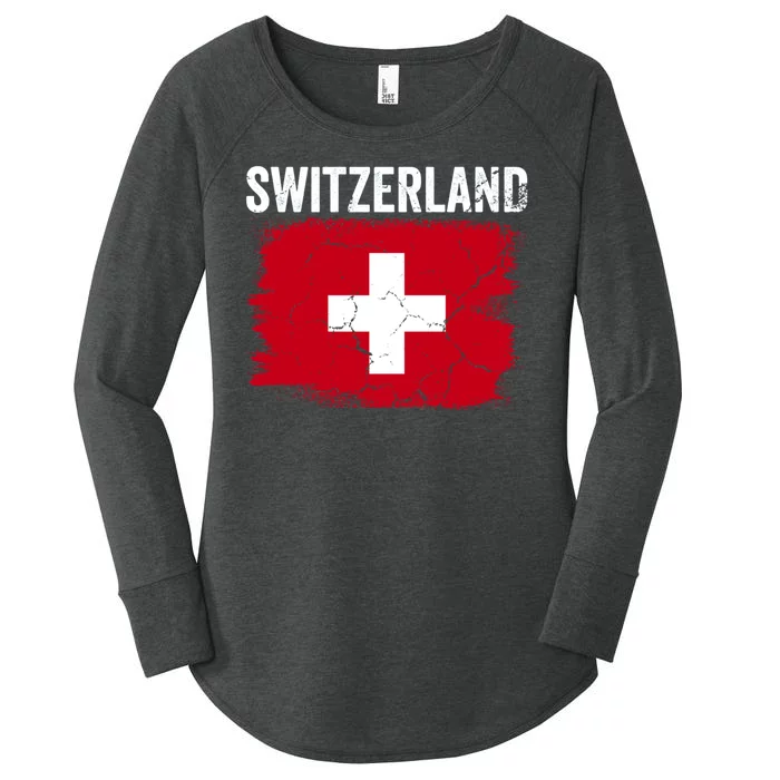 Switzerland Football Vintage Soccer Team Pride Swiss Flag Women's Perfect Tri Tunic Long Sleeve Shirt