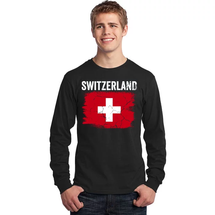 Switzerland Football Vintage Soccer Team Pride Swiss Flag Tall Long Sleeve T-Shirt